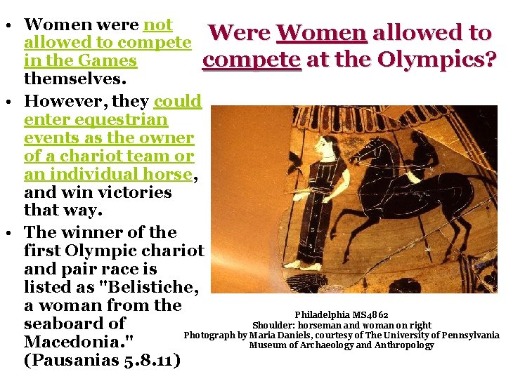  • Women were not allowed to compete Were Women allowed to in the