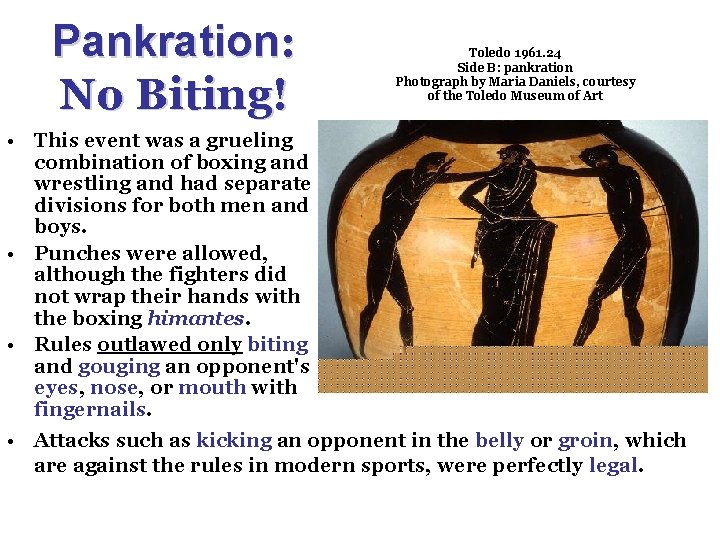 Pankration: No Biting! Toledo 1961. 24 Side B: pankration Photograph by Maria Daniels, courtesy