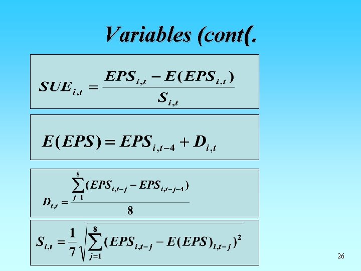 Variables (cont(. 26 Variables (cont(. 26
