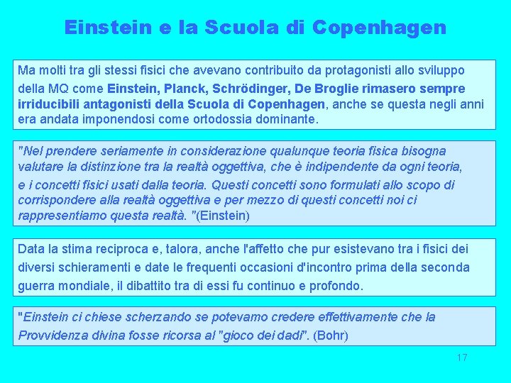 Einstein e la Scuola di Copenhagen Ma molti tra gli stessi fisici che avevano