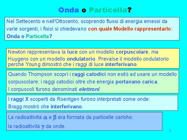 Onda o Particella? Nel Settecento e nell'Ottocento, scoprendo flussi di energia emessi da varie