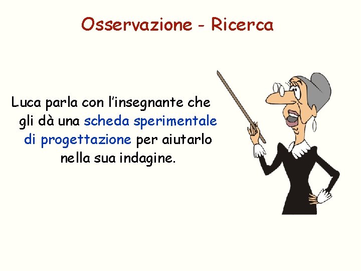 Osservazione - Ricerca Luca parla con l’insegnante che gli dà una scheda sperimentale di