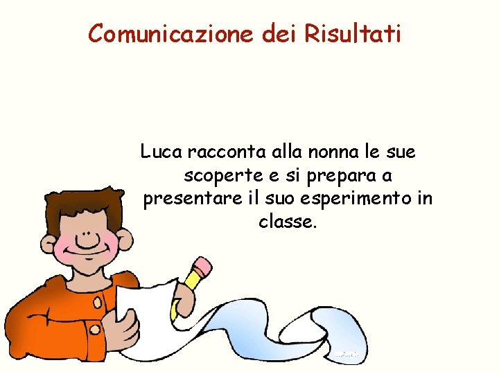 Comunicazione dei Risultati Luca racconta alla nonna le sue scoperte e si prepara a