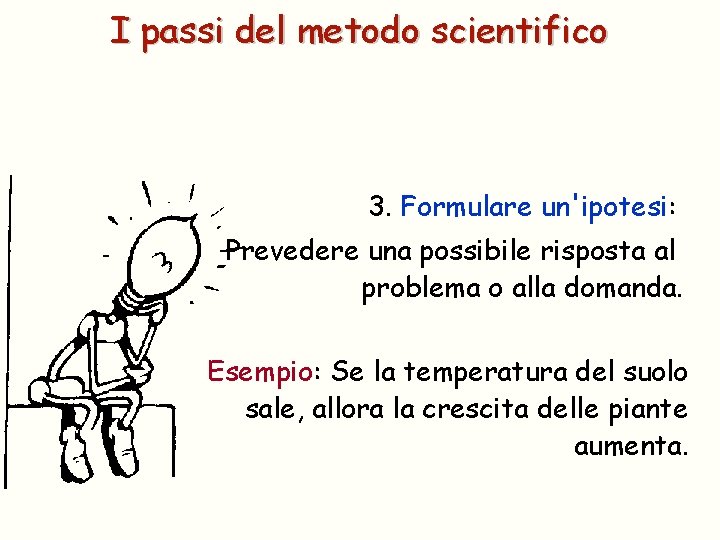 I passi del metodo scientifico 3. Formulare un'ipotesi: Prevedere una possibile risposta al problema