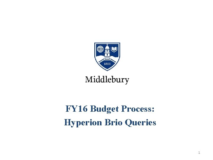 FY 16 Budget Process: Hyperion Brio Queries 1 