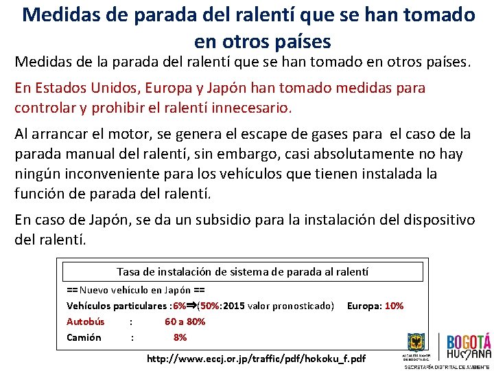 Medidas de parada del ralentí que se han tomado en otros países Medidas de