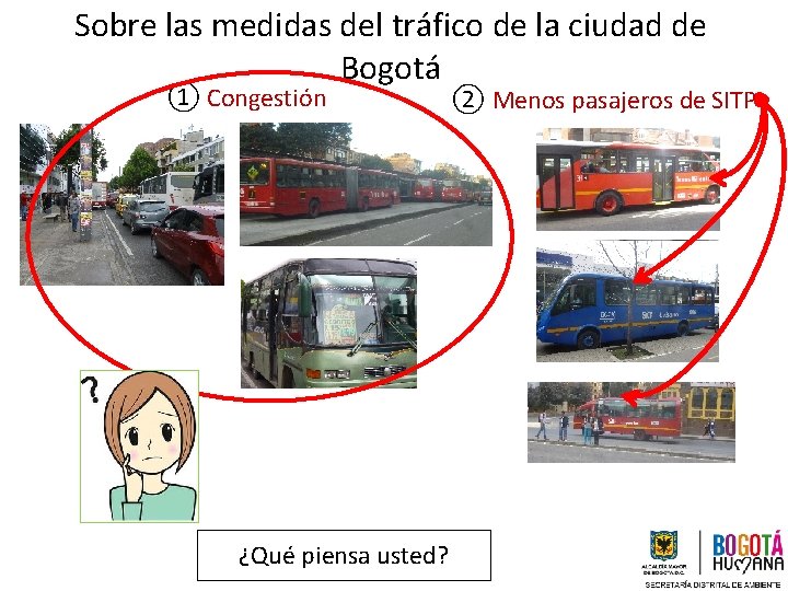 Sobre las medidas del tráfico de la ciudad de Bogotá ① Congestión ② Menos