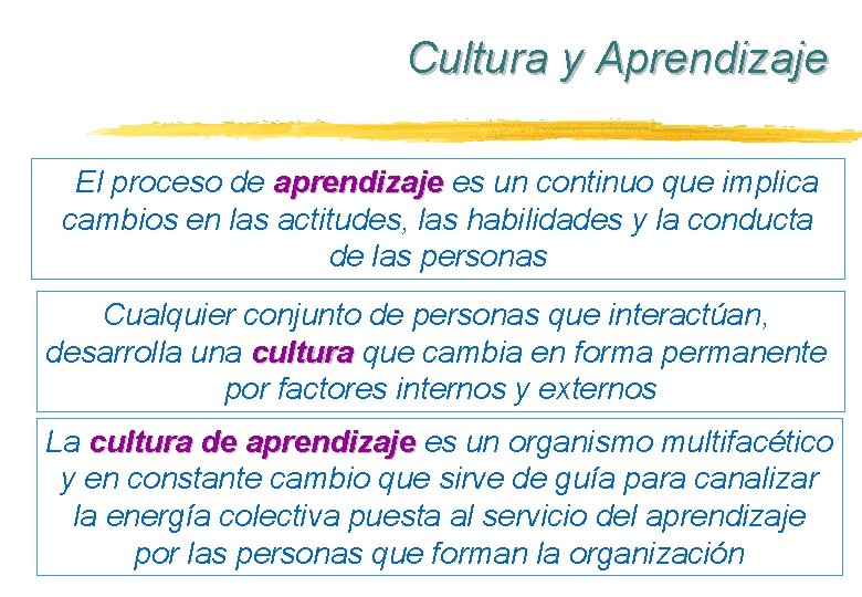 Cultura y Aprendizaje El proceso de aprendizaje es un continuo que implica cambios en Cultura y Aprendizaje El proceso de aprendizaje es un continuo que implica cambios en