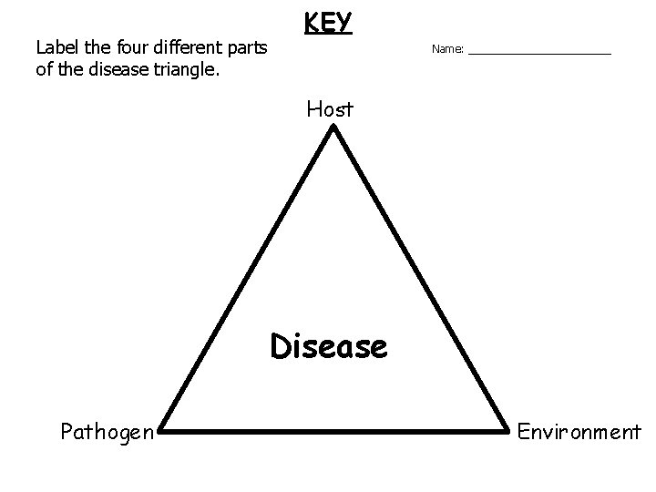 Label the four different parts of the disease triangle. KEY Name: ____________ Host Disease
