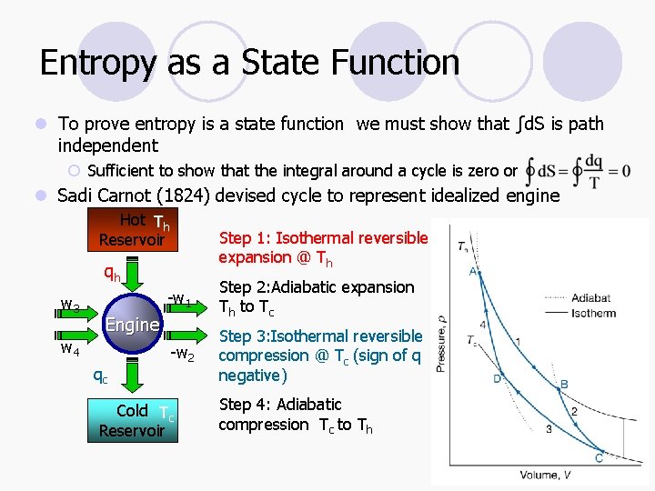 Entropy as a State Function l To prove entropy is a state function we