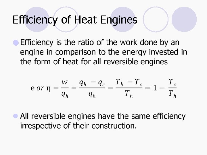 Efficiency of Heat Engines l 