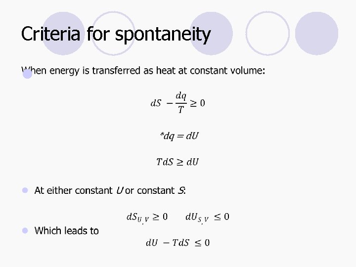 Criteria for spontaneity l 