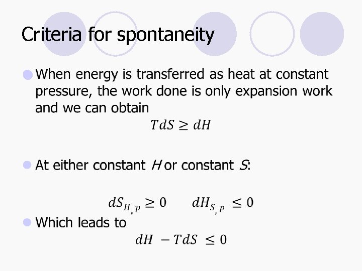 Criteria for spontaneity l 