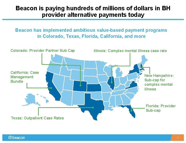Beacon is paying hundreds of millions of dollars in BH provider alternative payments today