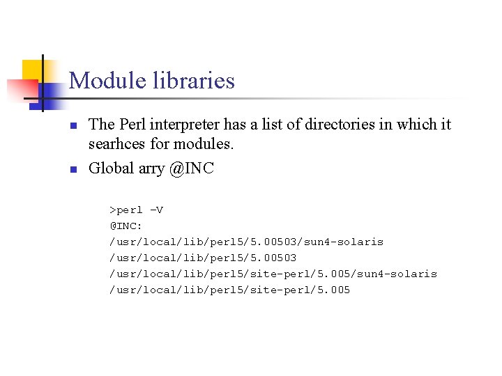 perl runtime module list