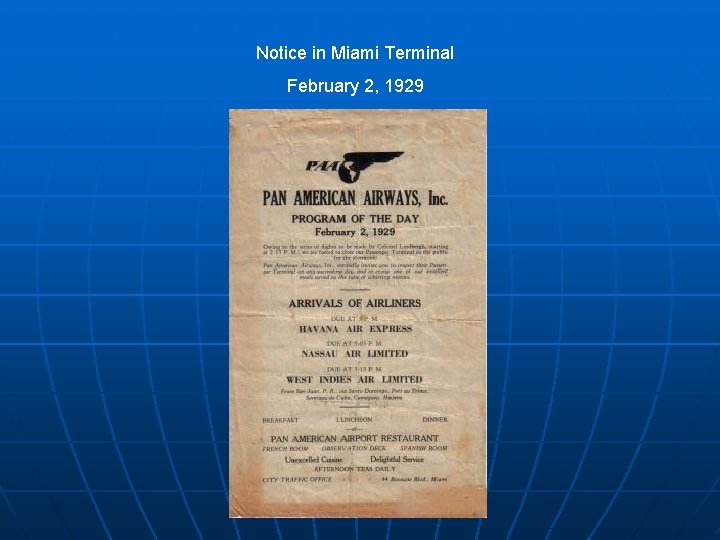 Notice in Miami Terminal February 2, 1929 