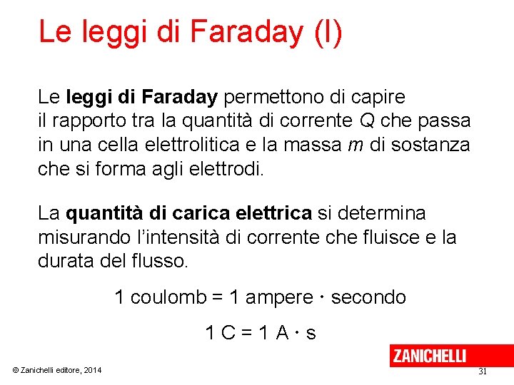 Le leggi di Faraday (I) Le leggi di Faraday permettono di capire il rapporto Le leggi di Faraday (I) Le leggi di Faraday permettono di capire il rapporto