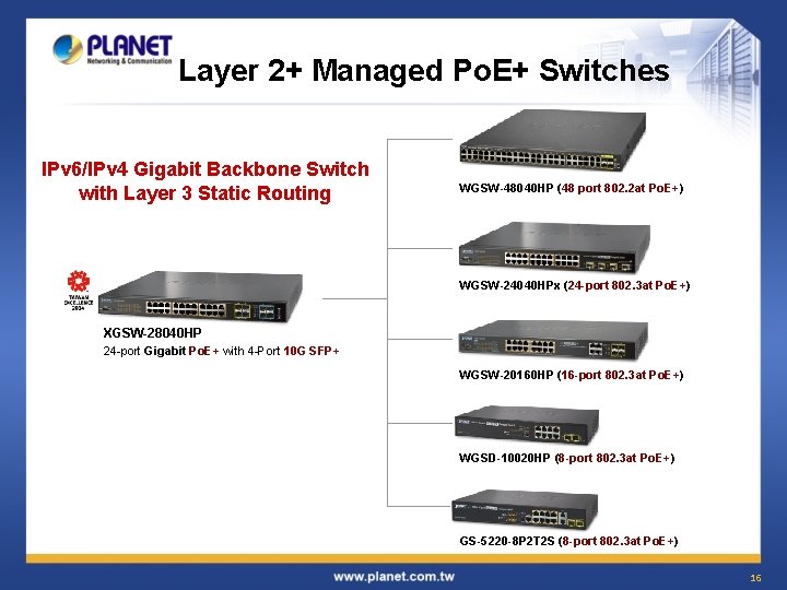 Layer 2+ Managed Po. E+ Switches IPv 6/IPv 4 Gigabit Backbone Switch with Layer Layer 2+ Managed Po. E+ Switches IPv 6/IPv 4 Gigabit Backbone Switch with Layer