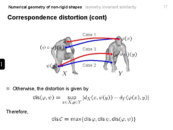 Numerical geometry of non-rigid shapes Isometry invariant similarity Correspondence distortion (cont) Case 1 Case