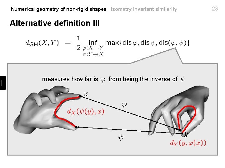 Numerical geometry of non-rigid shapes Isometry invariant similarity Alternative definition III measures how far