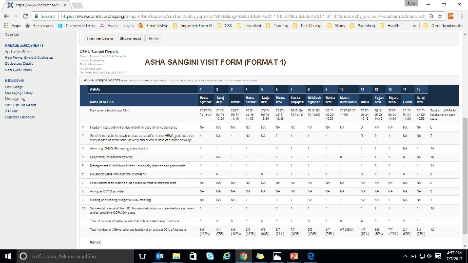 ASHA SANGINI VISIT FORM (FORMAT 1) 