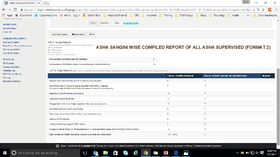 ASHA SANGINI WISE COMPILED REPORT OF ALL ASHA SUPERVISED (FORMAT 2) 