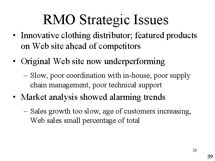 RMO Strategic Issues • Innovative clothing distributor; featured products on Web site ahead of RMO Strategic Issues • Innovative clothing distributor; featured products on Web site ahead of