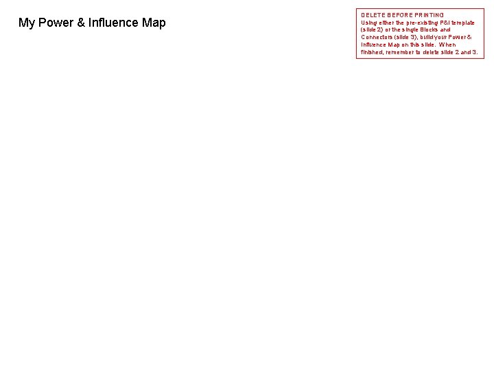 My Power & Influence Map DELETE BEFORE PRINTING Using either the pre-existing P&I template