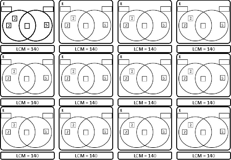 E 2 5 2 LCM = 140 LCM = 140 LCM = 140 