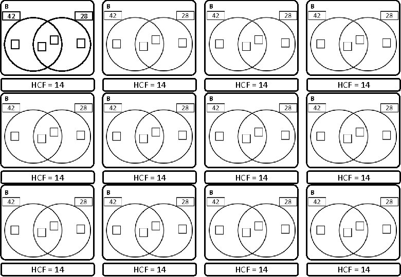 B 42 28 HCF = 14 HCF = 14 HCF = 14 