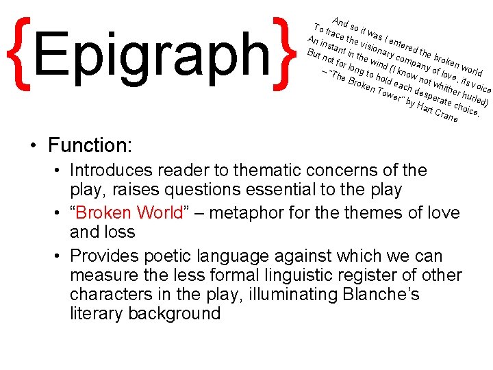 {Epigraph} And s To t race o it wa s I e An n