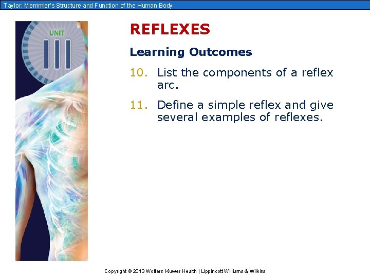 Taylor: Memmler’s Structure and Function of the Human Body REFLEXES Learning Outcomes 10. List