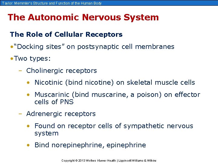 Taylor: Memmler’s Structure and Function of the Human Body The Autonomic Nervous System The