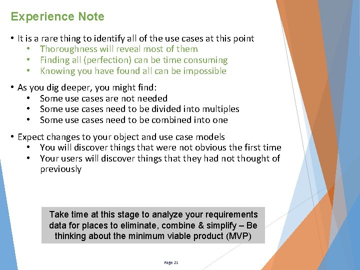 Experience Note • It is a rare thing to identify all of the use
