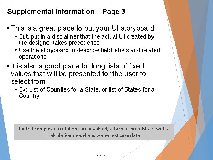 Supplemental Information – Page 3 • This is a great place to put your
