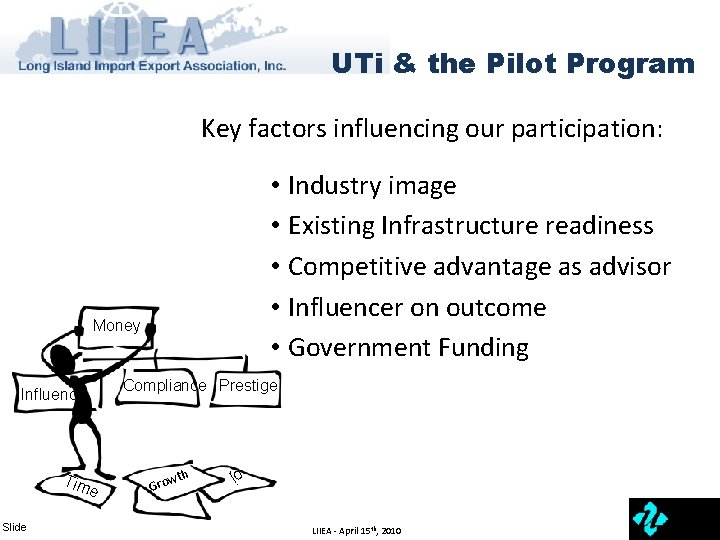 UTi & the Pilot Program Key factors influencing our participation: • Industry image •