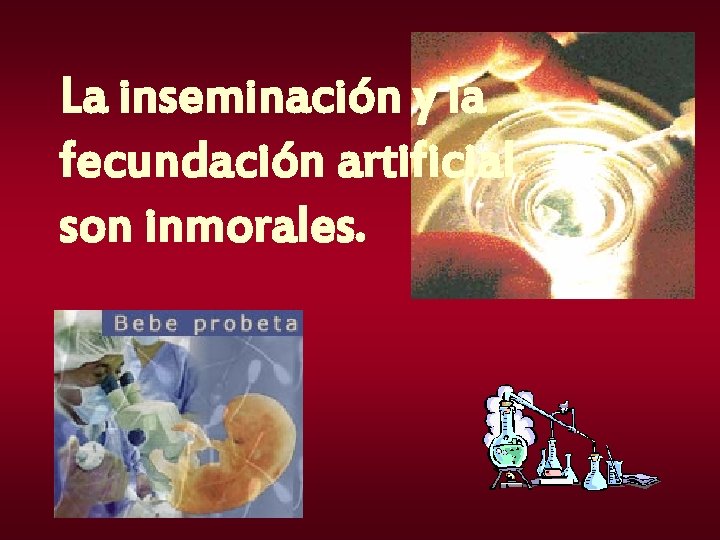 La inseminación y la fecundación artificial son inmorales. 