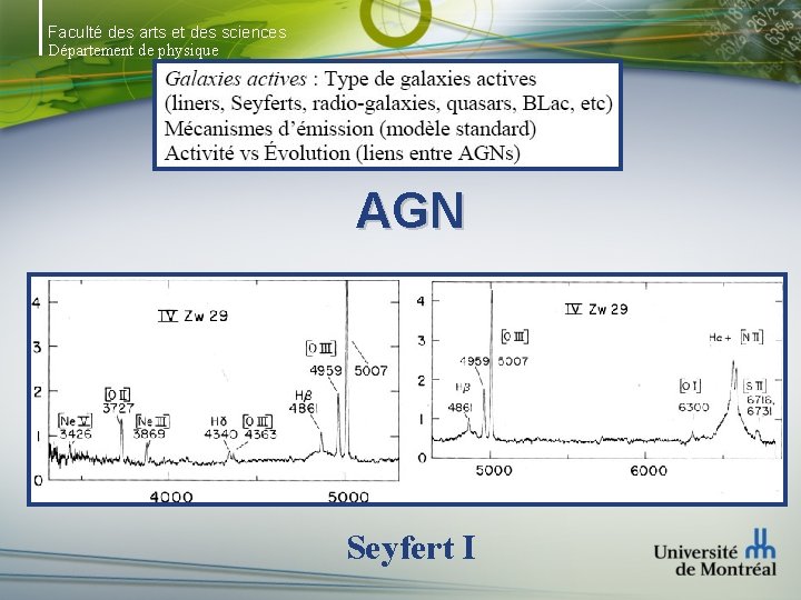 Faculté des arts et des sciences Département de physique AGN Seyfert I 