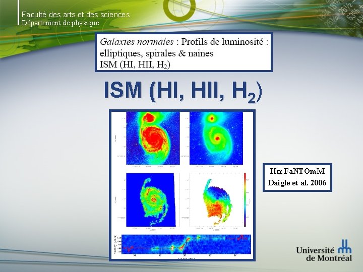 Faculté des arts et des sciences Département de physique ISM (HI, HII, H 2)