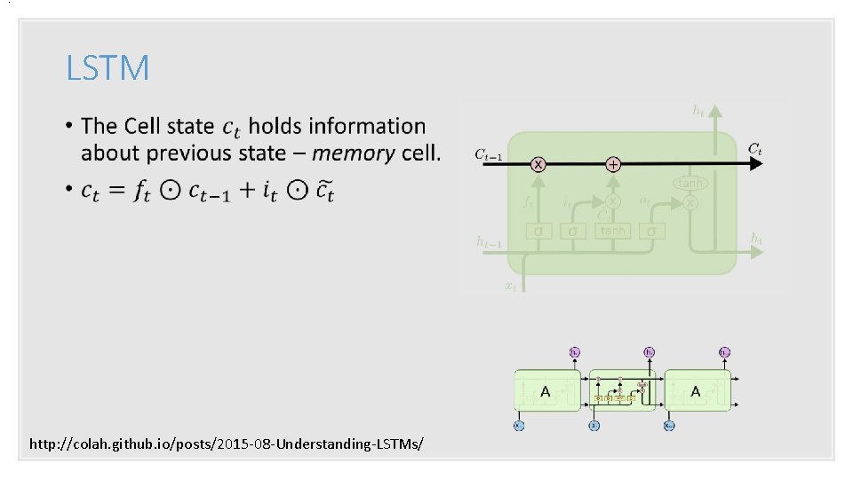 . LSTM • http: //colah. github. io/posts/2015 -08 -Understanding-LSTMs/ 