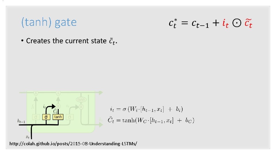 . (tanh) gate • http: //colah. github. io/posts/2015 -08 -Understanding-LSTMs/ 
