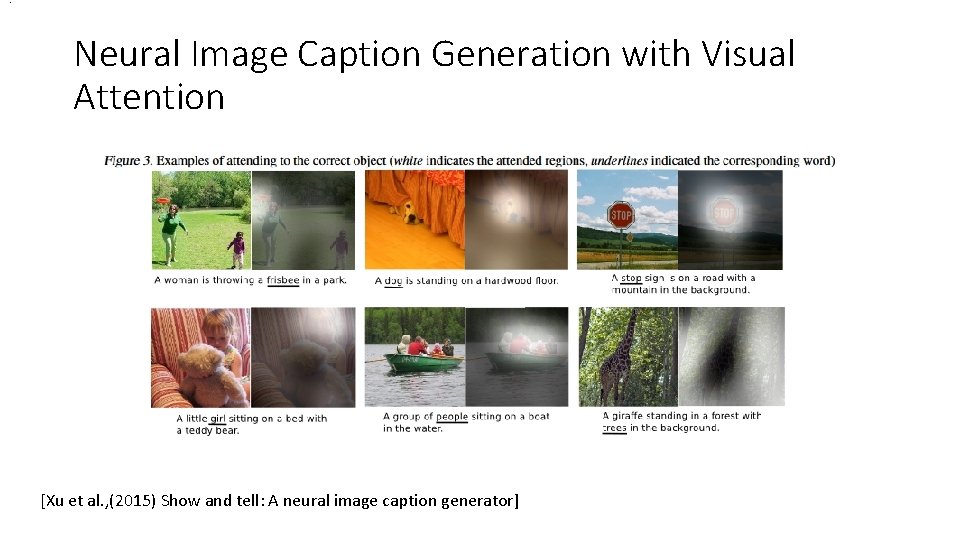 . Neural Image Caption Generation with Visual Attention [Xu et al. , (2015) Show