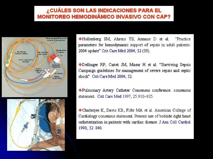 ¿CUÁLES SON LAS INDICACIONES PARA EL MONITOREO HEMODINÁMICO INVASIVO CON CAP? v. Hollenberg SM,