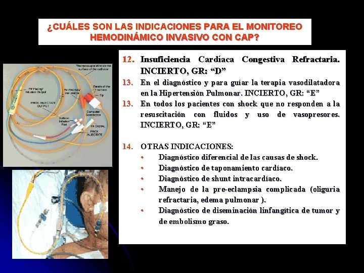 ¿CUÁLES SON LAS INDICACIONES PARA EL MONITOREO HEMODINÁMICO INVASIVO CON CAP? 12. Insuficiencia Cardíaca