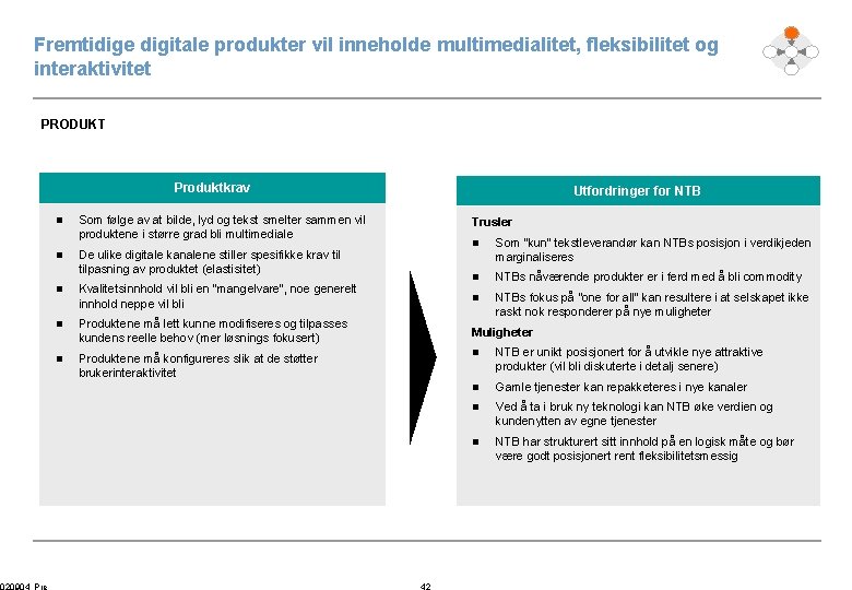 Fremtidige digitale produkter vil inneholde multimedialitet, fleksibilitet og interaktivitet PRODUKT Produktkrav 020904_Pre n Som