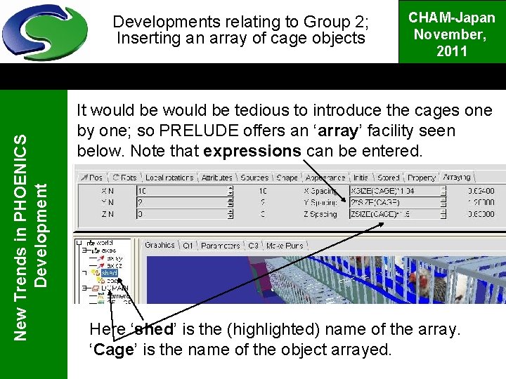 New Trends in PHOENICS Developments relating to Group 2; Inserting an array of cage