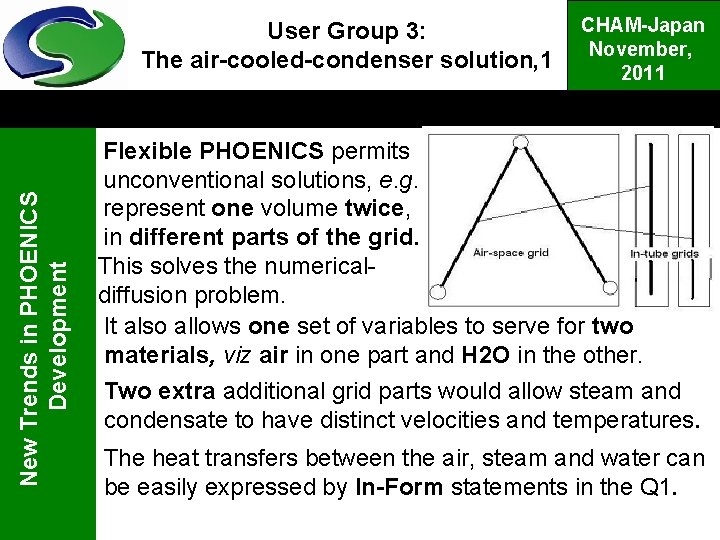 New Trends in PHOENICS Development User Group 3: The air-cooled-condenser solution, 1 CHAM-Japan November,