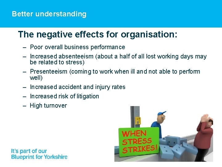 Better understanding The negative effects for organisation: – Poor overall business performance – Increased