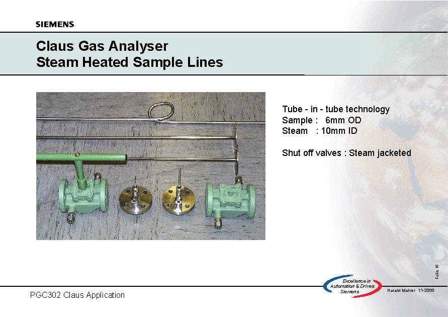 Claus Gas Analyser Steam Heated Sample Lines Tube - in - tube technology Sample