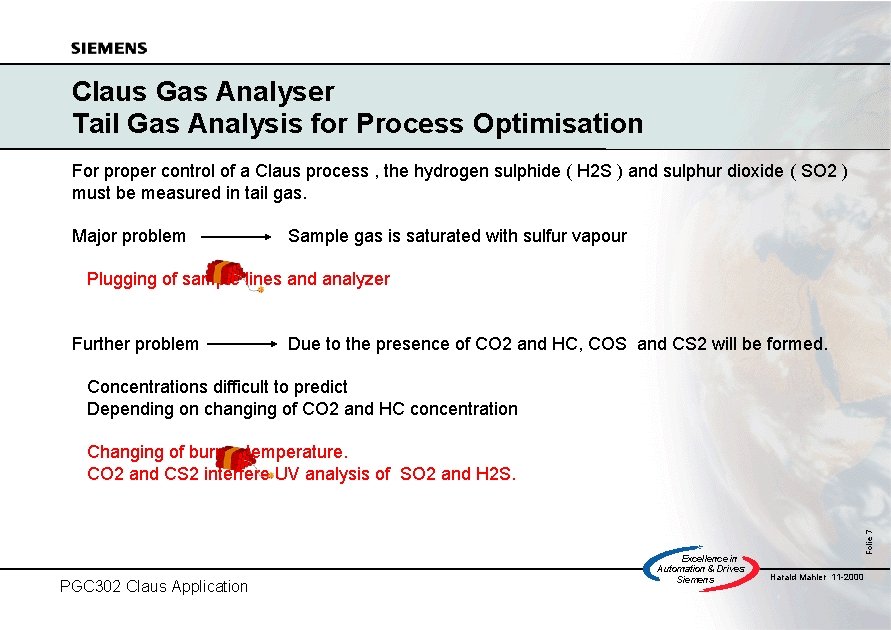 Claus Gas Analyser Tail Gas Analysis for Process Optimisation For proper control of a